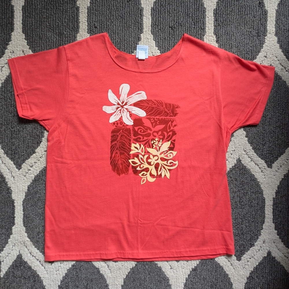 Brand New Orange Color Crazy Shirt From Hawaii Size Medium With Flowers